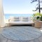 Homeroots 8' Blue And Charcoal Round Striped Washable Indoor Outdoor Area Rug 615658 - alternate 6