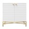 Homeroots 32in White and Gold Wood Accent Cabinet With Two Doors 716314 - alternate 1