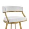 Homeroots 30" White and Gold Faux Leather and Stainless Steel Low Back Bar Height Swivel Bar Chair 569175 - alternate 7