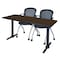 Regency Cain T-Base Training Seminar Table W/ 2 Cadence Stack Chairs, 66 in W, 24 in L, Neo Walnut MTRCT6624NW23BK - alternate 1