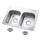 Kingston Brass 33-Inch Stainless Steel Self-Rimming Double Bowl Drop-In Kitchen Sink, 4-Hole with Strainer KGKTD332271 - alternate 1