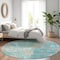 Homeroots 8' Teal Blue Aqua And Taupe Round Geometric Washable Indoor Outdoor Area Rug 589436 - alternate 7