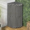 Happimess Chloe 15.56-Gallon All-Weather Wicker/Metal Corner Hideaway Outdoor Trash Can, Dark Navy/White HPM1200E - alternate 1