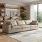 Homeroots 122" Beige Top Grain Leather Reclining Solid Wood Sofa 720406 - alternate 7