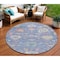 Homeroots 8' Blue Pink And Ivory Round Floral Washable Indoor Outdoor Area Rug 605309 - alternate 1