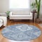 Homeroots 8' Navy Blue And Denim Blue Round Medallion Washable Indoor Outdoor Area Rug 589034 - alternate 6