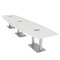 Skutchi Designs Boat Conference Table With Power Unit, 48 in W, 216 in L, White HAR-BOT-48x216-DOU-WA7976-ESIL - alternate 1