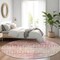 Homeroots 8' Pink And Ivory Round Argyle Washable Indoor Outdoor Area Rug 615820 - alternate 7