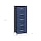 Homeroots 18" Blue and Black Steel and Fabric Five Drawer Chest 484682 - alternate 3