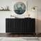 Homeroots 60in Black and Gold Wood and Metal Carved Geometric Accent Cabinet With Four Doors 716321 - alternate 4
