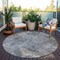 Homeroots 8' Round Gray Round Abstract Washable Non Skid Indoor Outdoor Area Rug 564265 - alternate 6