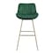 Homeroots Set of Two 29" Green and Gold Velvet and Metal Low Back Bar Height Swivel Bar Chairs 543455 - alternate 4