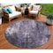Homeroots 8' Purple And Ivory Round Abstract Washable Indoor Outdoor Area Rug 617658 - alternate 1