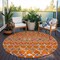 Homeroots 8' Orange Blue And Purple Round Geometric Washable Indoor Outdoor Area Rug 612210 - alternate 5