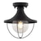 Vaxcel Dunlap Textured Black Coastal Outdoor Flush Mount Ceiling Light Clear Glass T0780 - alternate 1