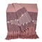 Homeroots 50" X 60" Pink Woven Cotton Striped Throw Blanket with Tassels and Embroidery 548936 - alternate 1