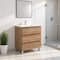 Homeroots 28" Oak Wood Freestanding Bathroom Vanity With White Sink And Three Drawers 624139 - alternate 3
