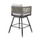 Homeroots 30" Black and Light Gray Aluminum Swivel Rope Back Outdoor Bar Height Chair with Footrest 571165 - alternate 8