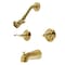 Kingston Brass Double-Handle Tub and Shower Faucet, Brushed Brass KB247FL - alternate 1