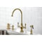 Kingston Brass Two-Handle Single-Hole Kitchen Faucet with Brass Sprayer, Brushed Brass KS1767ALBS - alternate 4