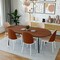 Leisuremod Tule Dining Side Chair with Leather Seat and White Powder-Coated Steel Frame, Walnut/Light Brown TWCWN18LBR - alternate 7