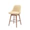 Homeroots 26" Cream and Wood Brown Faux Leather with Solid Wood Swivel Counter Height Bar Chair 534480 - alternate 7