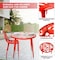Leisuremod Devon 3-Piece Aluminum Patio Dining Set, Tempered Glass Top Table & 2 Stackable Chairs, Red DT20CR - alternate 7