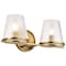 Nuvo Valentine, 2 Light Vanity, Vintage Brass Finish, Hammered Glass 60/8262 - alternate 6