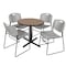 Regency Round Cain Breakroom Table W/ 4 Zeng Stack Chairs, 30 in W, 30 in L, Noble Oak TB30RNDNO44GY - alternate 1