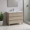 Homeroots 40" Natural Wood Freestanding Bathroom Vanity With White Sink And Three Drawers 624157 - alternate 3