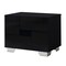 Homeroots 18" Black Wood And Mirrored Glass Two Drawer Nightstand 329643 - alternate 3