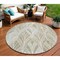 Homeroots 8' Khaki Tan And Beige Round Geometric Washable Indoor Outdoor Area Rug 589232 - alternate 1