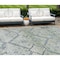Homeroots 9' X 12' Artichoke Green Denim Blue And Silver Floral Washable Indoor Outdoor Area Rug 588856 - alternate 1