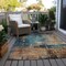 Homeroots 9' X 12' Teal Blue Black And Copper Abstract Washable Indoor Outdoor Area Rug 606078 - alternate 6