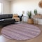 Homeroots 8' Plum And Lilac Round Striped Washable Indoor Outdoor Area Rug 615358 - alternate 7