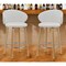 Homeroots Set of Two 26" White and Brown Faux Leather and Solid Wood Low Back Counter Height Bar Chairs, 2PK 555081 - alternate 5