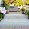 Homeroots 5' X 8' Teal Blue And Gray Striped Washable Indoor Outdoor Area Rug 632246 - alternate 5