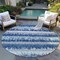 Homeroots 8' Blue Gray And Ivory Round Striped Washable Indoor Outdoor Area Rug 598330 - alternate 4