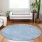 Homeroots 8' Navy Blue And Sky Blue Round Abstract Washable Indoor Outdoor Area Rug 588770 - alternate 6