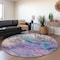 Homeroots 8' Periwinkle Purple And Ivory Round Abstract Washable Indoor Outdoor Area Rug 643555 - alternate 5