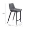 Homeroots Set of Two 26" Dark Gray And Black Faux Leather And Steel Counter Height Bar Chairs 555678 - alternate 8