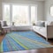 Homeroots 8' X 10' Denim Blue Sky Blue And Gold Striped Washable Indoor Outdoor Area Rug 614974 - alternate 8