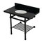 Kingston Brass 36-Inch Black Granite Console Sink with Brass Legs and Shelf, 8-Inch, 3-Hole KVPK3630KBB5 - alternate 1