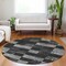Homeroots 8' Black And Gray Round Geometric Washable Indoor Outdoor Area Rug 604853 - alternate 7