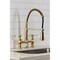 Kingston Brass Double-Handle Deck-Mount Pre-Rinse Bridge Kitchen Faucet, Brushed Brass GS1277BPL - alternate 5
