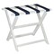 Homeroots Earth Friendly White Folding Luggage Rack With Navy Straps 383088 - alternate 1