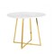 Homeroots 39" White And Gold Rounded Iron Pedestal Base Dining Table 486023 - alternate 4