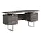 Homeroots 60" Taupe and Silver Computer Desk With Three Drawers 333368 - alternate 1