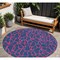 Homeroots 8' Navy Blue And Dark Pink Round Geometric Washable Indoor Outdoor Area Rug 599222 - alternate 1