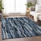 Homeroots 9' X 12' Blue Black And Gray Striped Washable Indoor Outdoor Area Rug 603219 - alternate 8